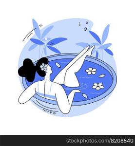 P&ering heaven isolated cartoon vector illustrations. Beautiful woman p&ering in a circle bath in the wellness hotel, concept tour idea, luxury accommodation, happy vacation vector cartoon.. P&ering heaven isolated cartoon vector illustrations.