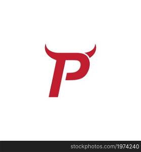 P initial letter with devil horn logo vector design