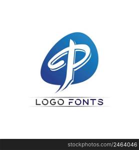 P letter and font logo P design vector business identity company