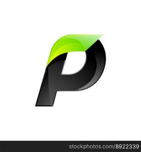 P letter black and green logo design fast speed vector image