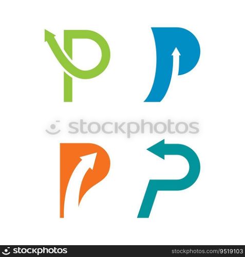 P letter combined with arrow logo template logo vector icon illustration design 