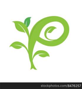 P letter ecology nature element vector icon. Lettering icon vector logo design