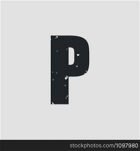 P letter grunge style simple design. Vector eps10