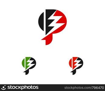P Letter Lightning Logo Template vector icon illustration design