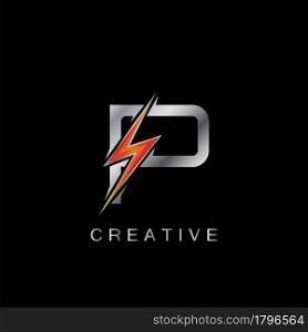 P Letter Logo, Abstract Techno Thunder Bolt Vector Template Design.
