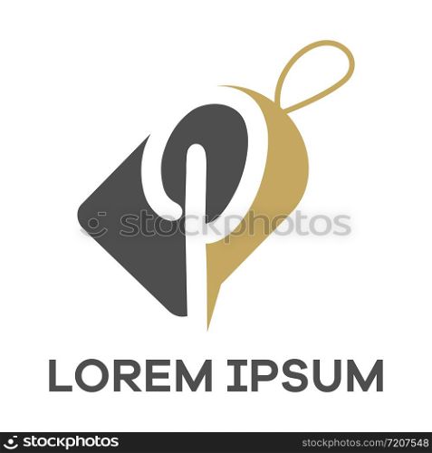 P letter logo design. Letter p in sale/discount tag vector illustration.