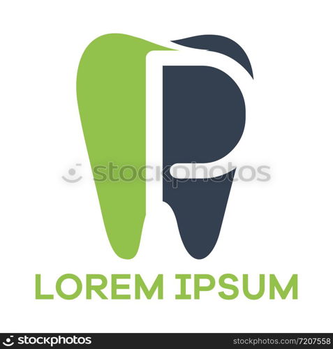 P letter logo design. Letter p in tooth shape vector illustration.