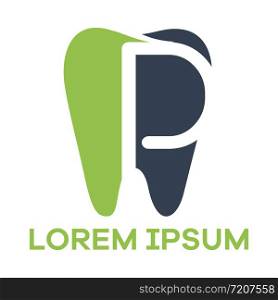P letter logo design. Letter p in tooth shape vector illustration.