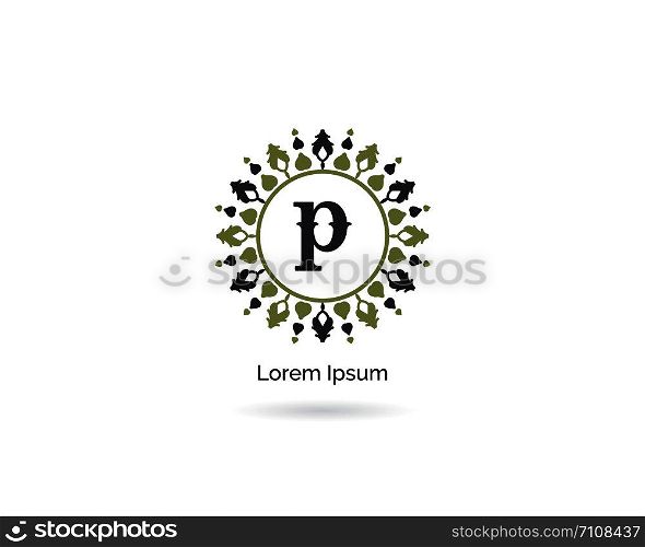 P letter logo design. Spa and salon vector logo. Luxury letter p monogram.