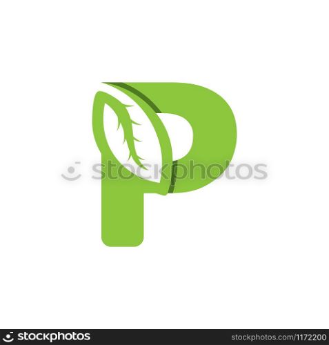 P Letter logo leaf concept template design