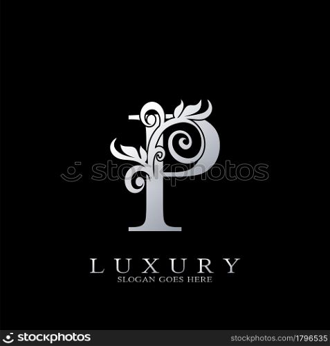 P Letter Logo Monogram Luxury Initial Logo vector template design silver.
