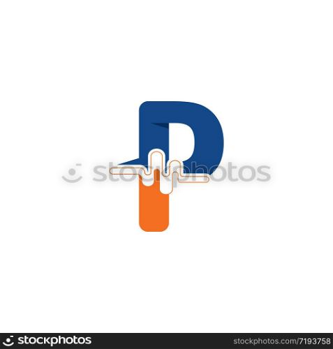 P Letter logo on pulse concept creative template design