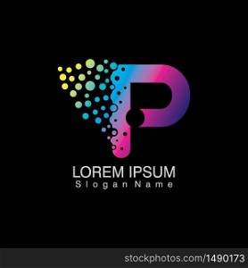 P Letter Logo with dots gradient design. company Alphabet vector template