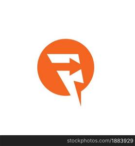 p letter thunder bolt arrow icon illustration vector concept design