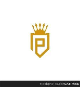 P letter with crwon logo template logo vector icon illustration design 