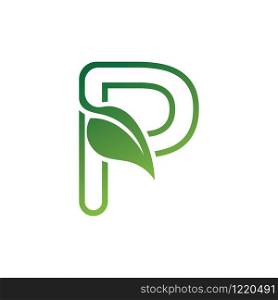 P Letter with leaf logo or symbol concept template design