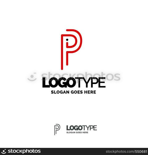 P Logo. Digital Logo template. Black and Red Logo template, Technology Brand Name Design. Creative Symbol Place for Tagline/slogan. Elegant Logo Design Template