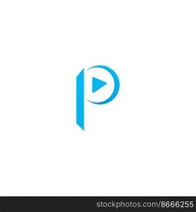 P play button logo design vector sign