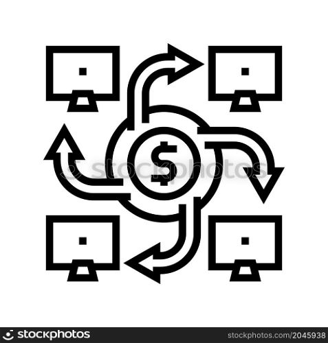 p2p finance system line icon vector. p2p finance system sign. isolated contour symbol black illustration. p2p finance system line icon vector illustration