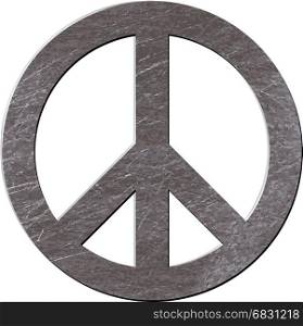 Pacifist sign. Sign of pacifists with metal texture isolated on white
