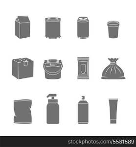 Pack container flask food and liquid mockup icon set flat isolated vector illustration