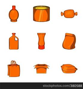 Pack icons set. Cartoon illustration of 9 pack vector icons for web. Pack icons set, cartoon style