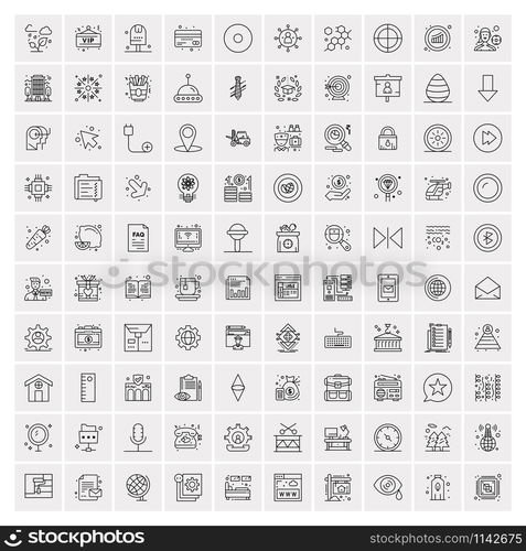 Pack of 100 Universal Line Icons for Mobile and Web