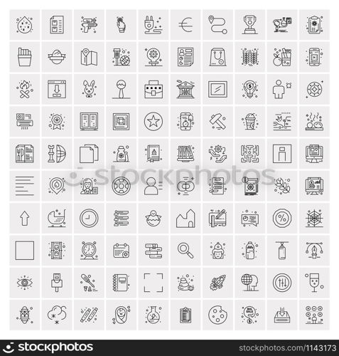 Pack of 100 Universal Line Icons for Mobile and Web