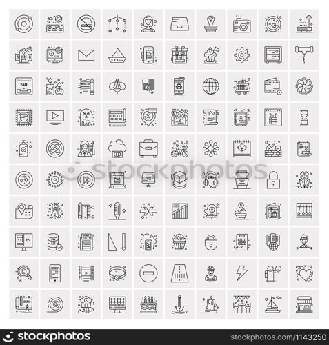 Pack of 100 Universal Line Icons for Mobile and Web