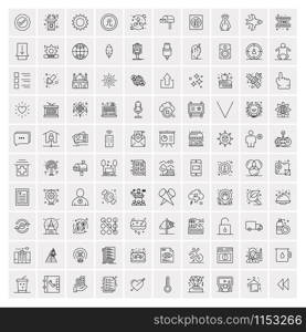 Pack of 100 Universal Line Icons for Mobile and Web