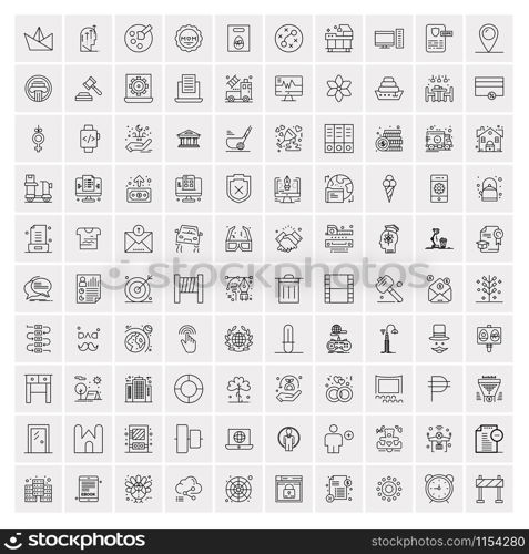 Pack of 100 Universal Line Icons for Mobile and Web