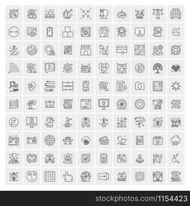 Pack of 100 Universal Line Icons for Mobile and Web