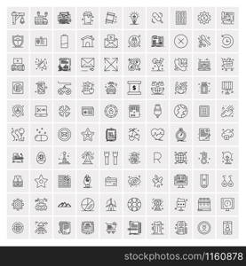 Pack of 100 Universal Line Icons for Mobile and Web