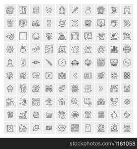 Pack of 100 Universal Line Icons for Mobile and Web