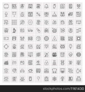 Pack of 100 Universal Line Icons for Mobile and Web