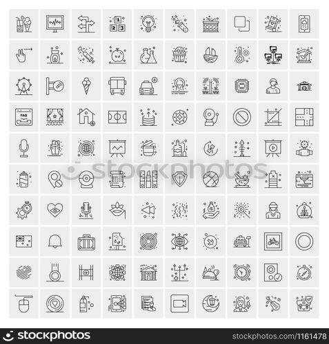 Pack of 100 Universal Line Icons for Mobile and Web