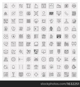 Pack of 100 Universal Line Icons for Mobile and Web