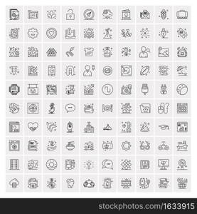 Pack of 100 Universal Line Icons for Mobile and Web