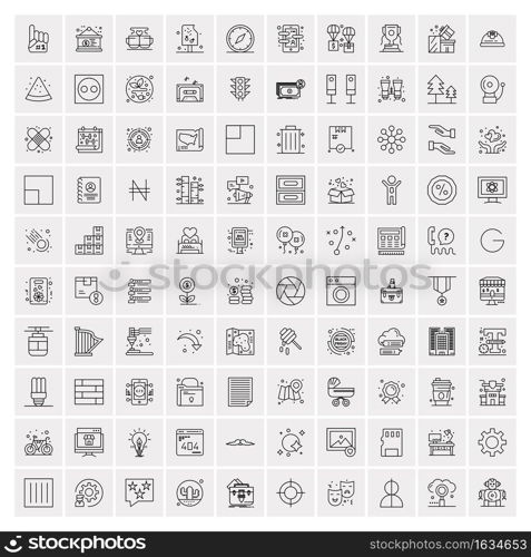 Pack of 100 Universal Line Icons for Mobile and Web