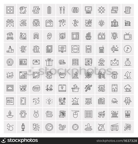 Pack of 100 Universal Line Icons for Mobile and Web