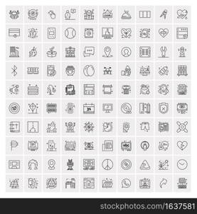 Pack of 100 Universal Line Icons for Mobile and Web