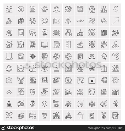 Pack of 100 Universal Line Icons for Mobile and Web