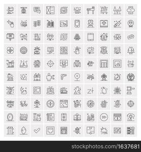 Pack of 100 Universal Line Icons for Mobile and Web