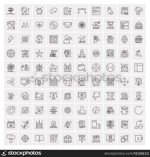 Pack of 100 Universal Line Icons for Mobile and Web