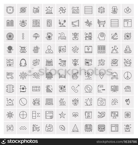 Pack of 100 Universal Line Icons for Mobile and Web