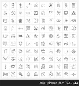 Pack of 100 Universal Line Icons for Web Applications celebration, new, Christmas, cake, note Vector Illustration