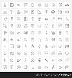 Pack of 100 Universal Line Icons for Web Applications phone, mobile, parts, mobile, cold Vector Illustration
