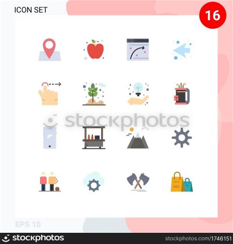 Pack of 16 creative Flat Colors of agriculture, gesture, web page, finger, next Editable Pack of Creative Vector Design Elements