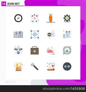 Pack of 16 creative Flat Colors of coding, education, food, book, time Editable Pack of Creative Vector Design Elements