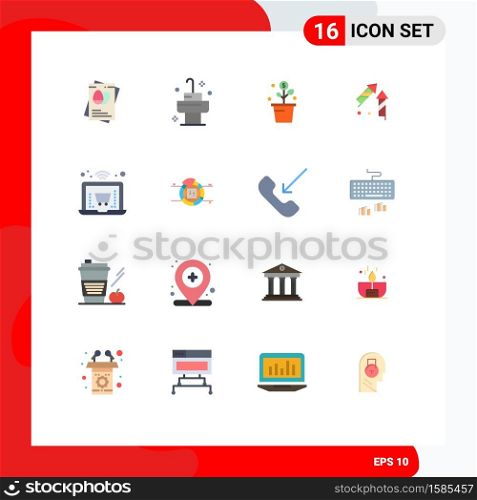 Pack of 16 creative Flat Colors of shopping, firecracker, money, chinese, fireworks Editable Pack of Creative Vector Design Elements